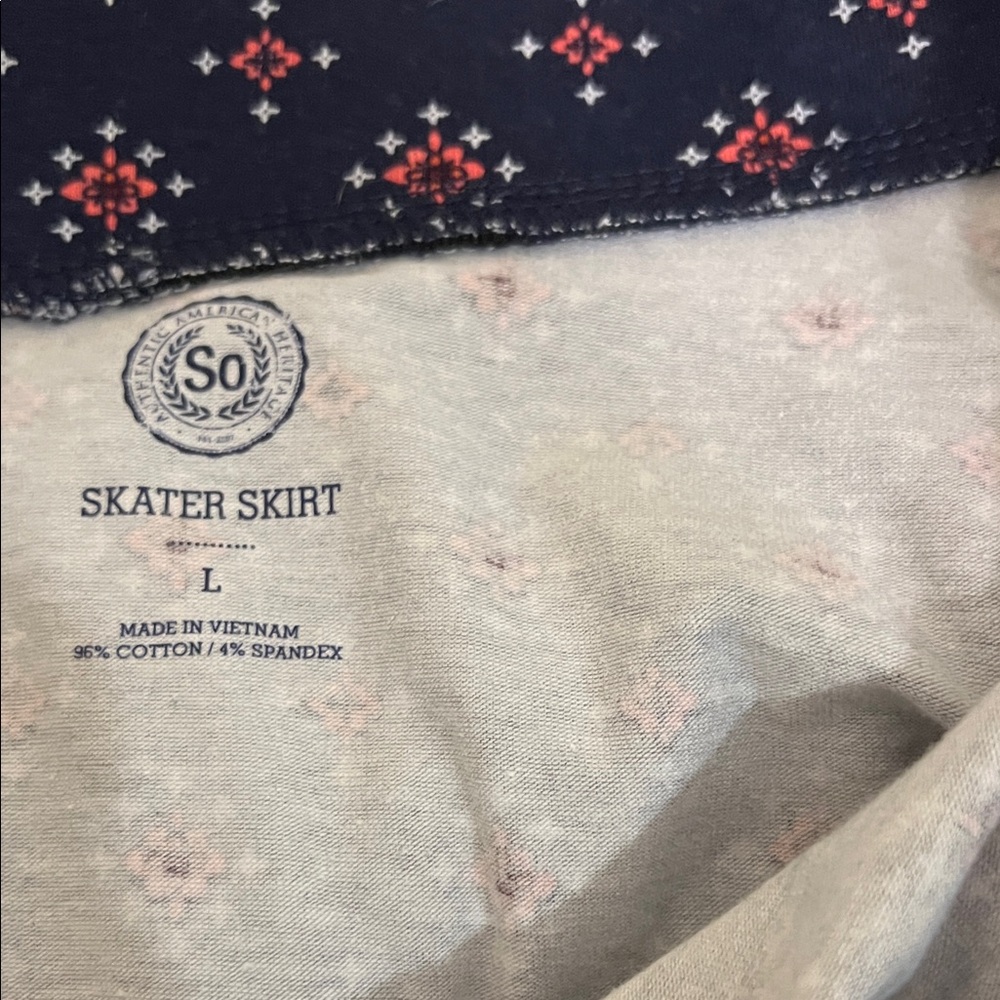 Gently used SO Navy and Red Patterned Skater Skirt - runs small - Picture 6 of 8